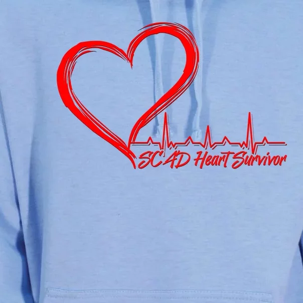 SCAD Heart Survivor Heartbeat Heart Health Awareness Unisex Surf Hoodie