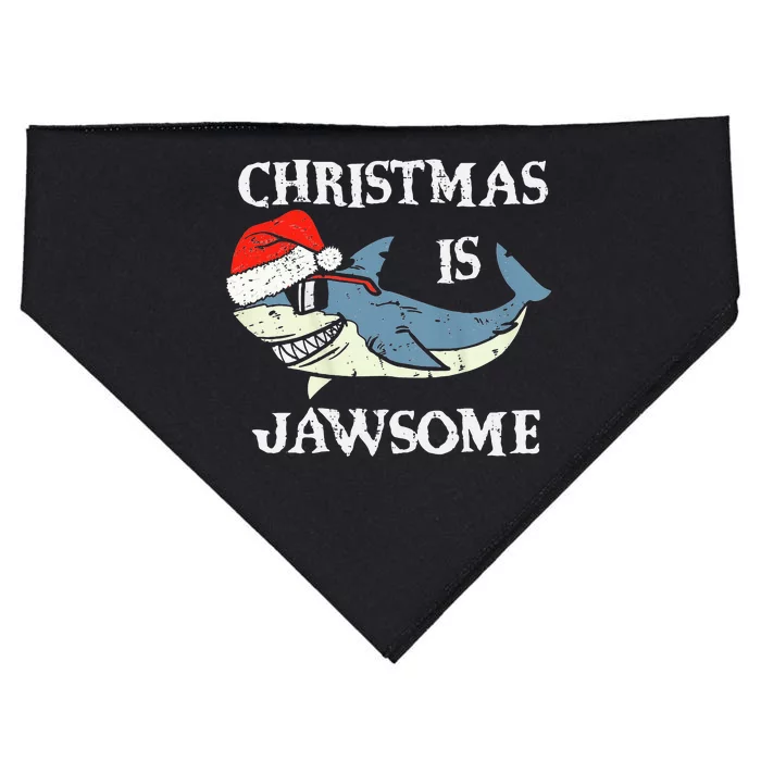 Santa Hat Shark Christmas Is Jawsome Xmas Lights USA-Made Doggie Bandana