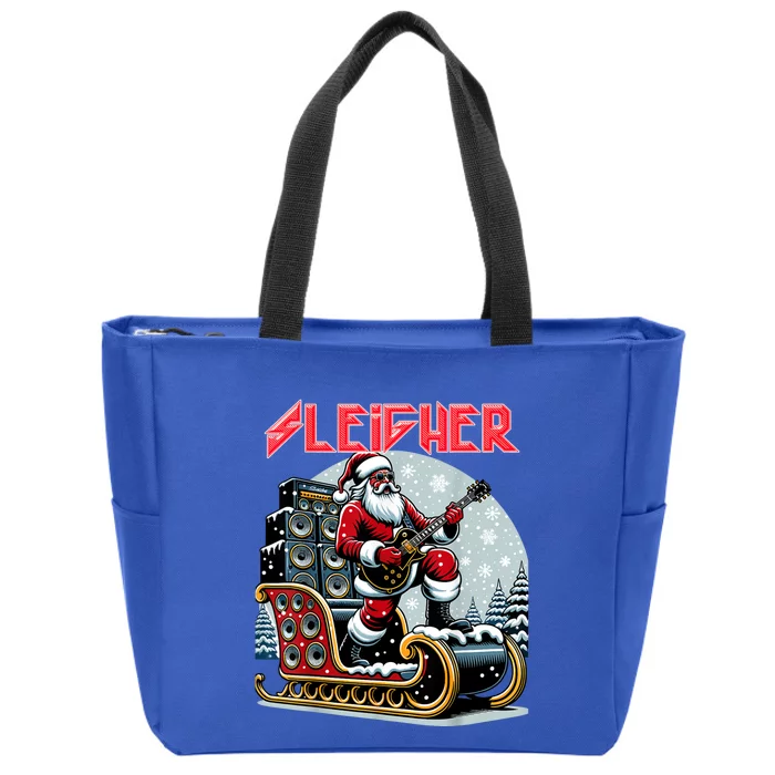 Sleigher Hail Santa Heavy Metal Christmas Rock Xmas Art Zip Tote Bag