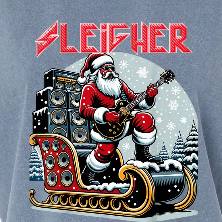 Sleigher Hail Santa Heavy Metal Christmas Rock Xmas Art Garment-Dyed Women's Muscle Tee