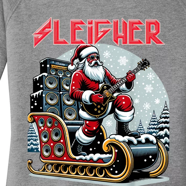 Sleigher Hail Santa Heavy Metal Christmas Rock Xmas Art Women's Perfect Tri Tunic Long Sleeve Shirt