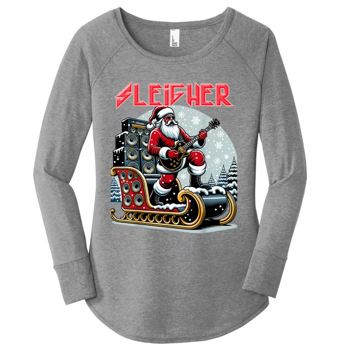 Sleigher Hail Santa Heavy Metal Christmas Rock Xmas Art Women's Perfect Tri Tunic Long Sleeve Shirt