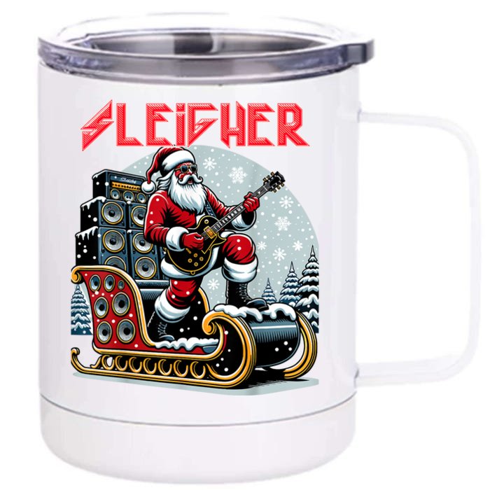 Sleigher Hail Santa Heavy Metal Christmas Rock Xmas Art Front & Back 12oz Stainless Steel Tumbler Cup