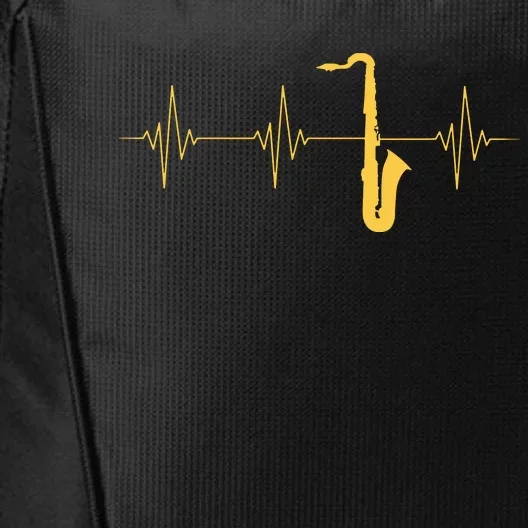 Saxophone Heartbeat Sax Player Jazz Musician Saxophonist City Backpack