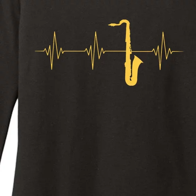 Saxophone Heartbeat Sax Player Jazz Musician Saxophonist Womens CVC Long Sleeve Shirt