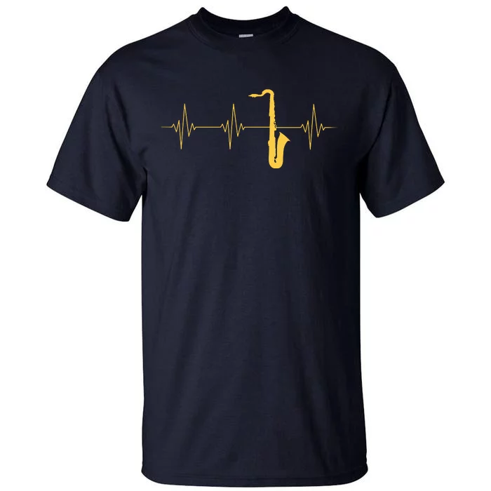 Saxophone Heartbeat Sax Player Jazz Musician Saxophonist Tall T-Shirt