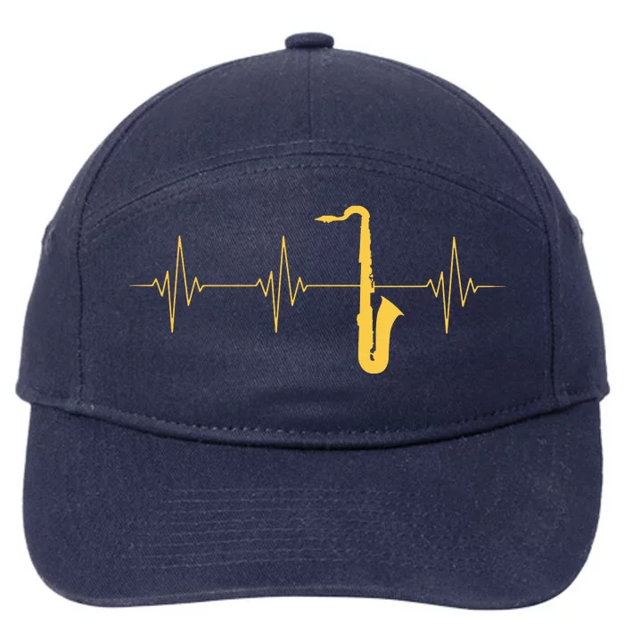 Saxophone Heartbeat Sax Player Jazz Musician Saxophonist 7-Panel Snapback Hat