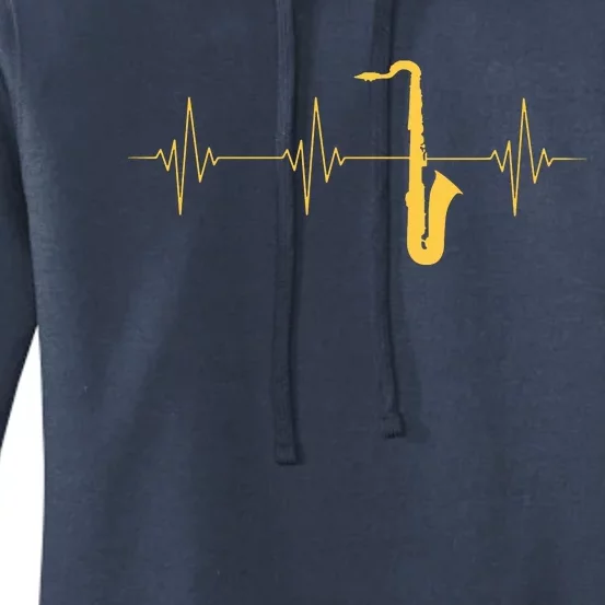 Saxophone Heartbeat Sax Player Jazz Musician Saxophonist Women's Pullover Hoodie