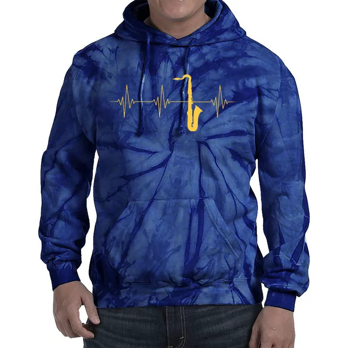 Saxophone Heartbeat Sax Player Jazz Musician Saxophonist Tie Dye Hoodie