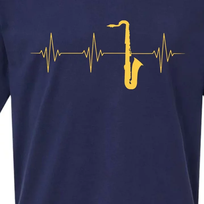 Saxophone Heartbeat Sax Player Jazz Musician Saxophonist Sueded Cloud Jersey T-Shirt