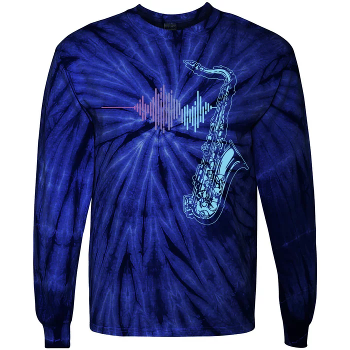 Saxophone Heartbeat Tie-Dye Long Sleeve Shirt