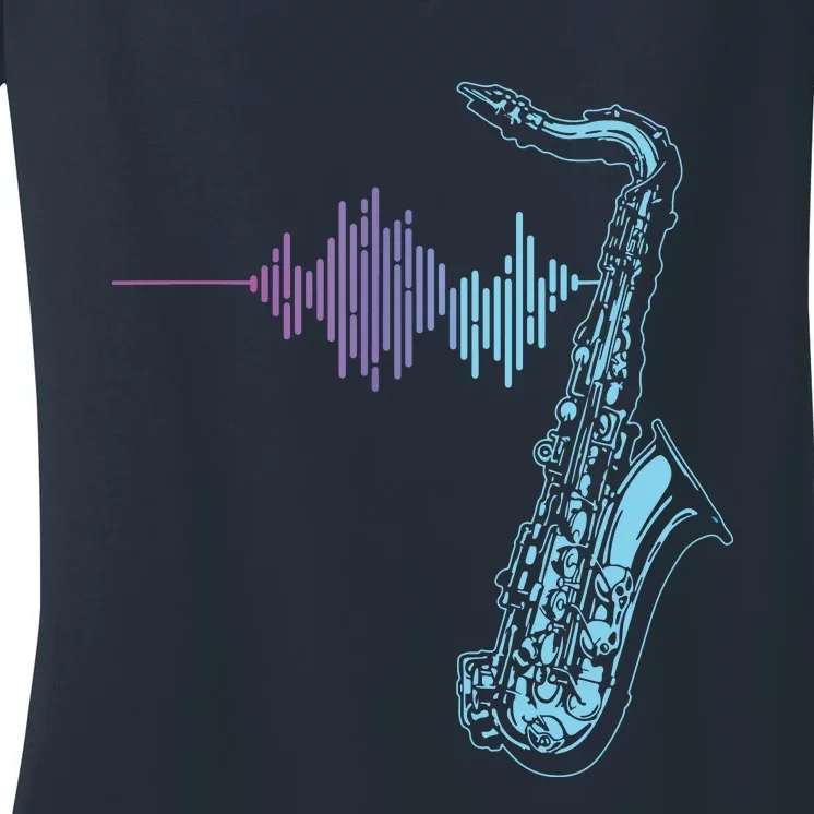 Saxophone Heartbeat Women's V-Neck T-Shirt