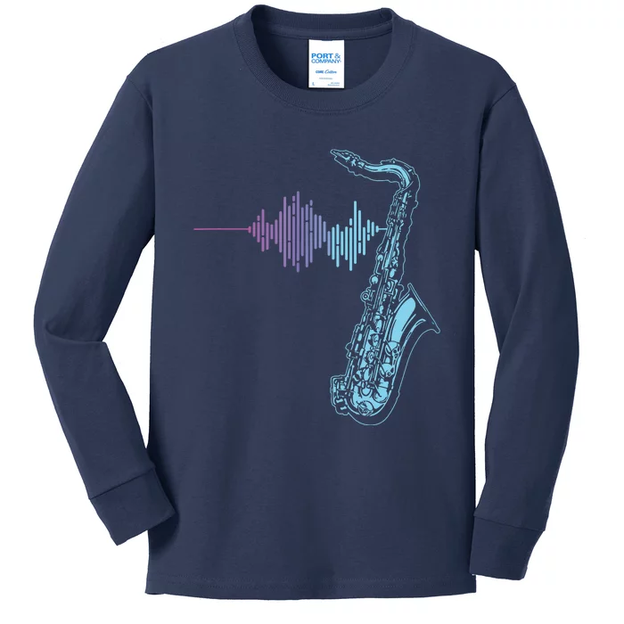 Saxophone Heartbeat Kids Long Sleeve Shirt