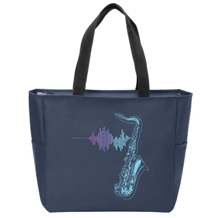 Saxophone Heartbeat Zip Tote Bag