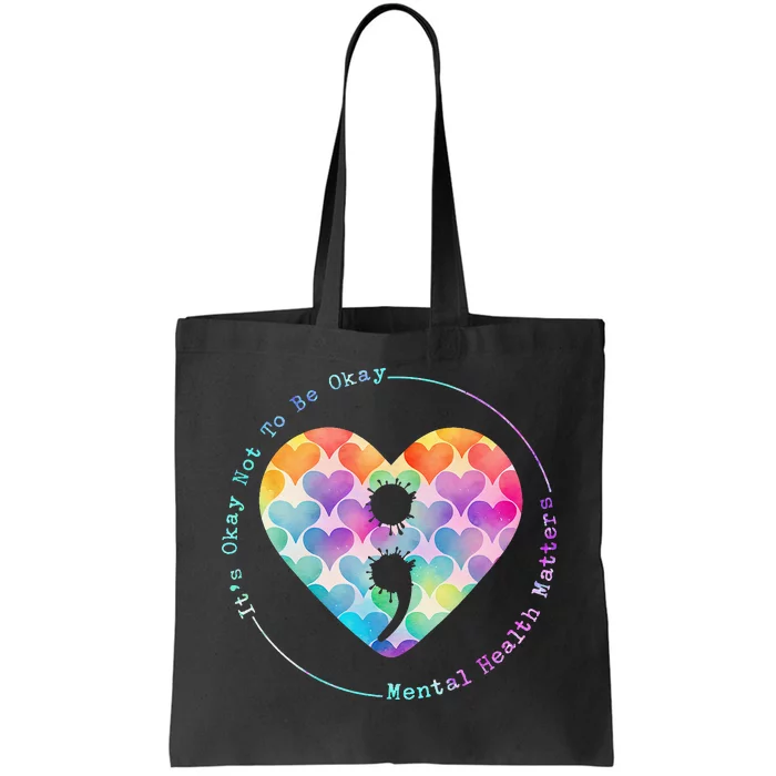 Semicolon Heart Suicide Prevention Mental Health Awareness Tote Bag