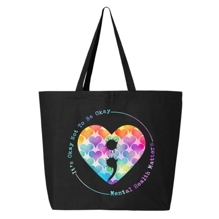 Semicolon Heart Suicide Prevention Mental Health Awareness 25L Jumbo Tote