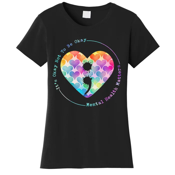 Semicolon Heart Suicide Prevention Mental Health Awareness Women's T-Shirt