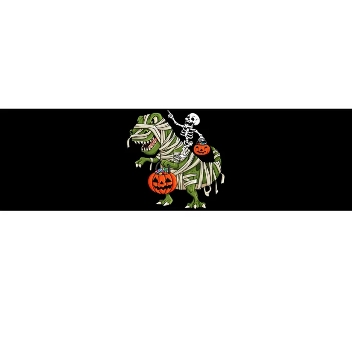 Spooky Halloween Skeleton Riding Mummy T Rex Costume Bumper Sticker