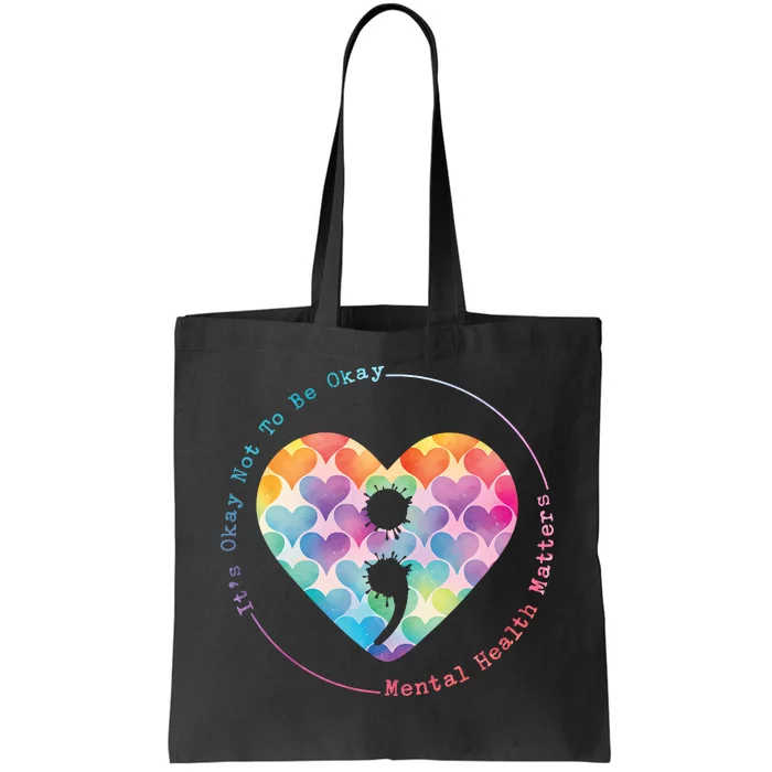 Semicolon Heart Suicide Prevention Mental Health Awareness Tote Bag