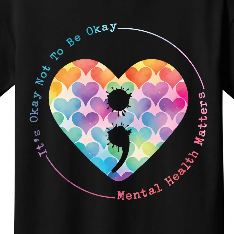 Semicolon Heart Suicide Prevention Mental Health Awareness Kids T-Shirt