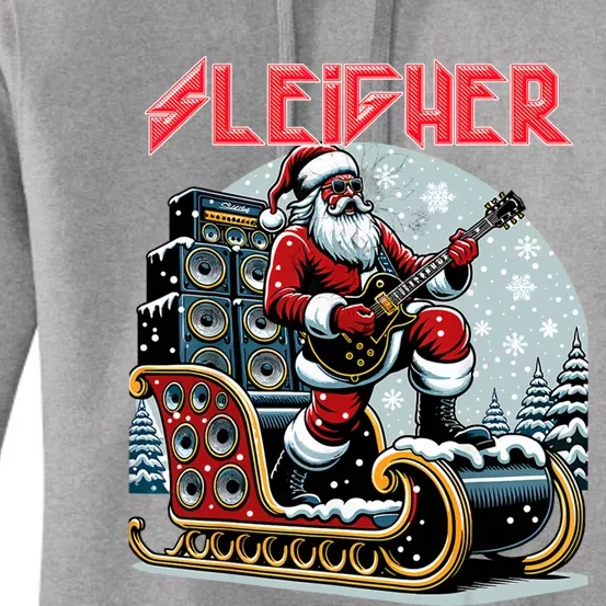 Sleigher Hail Santa Heavy Metal Christmas Rock Xmas Art Gift Women's Pullover Hoodie