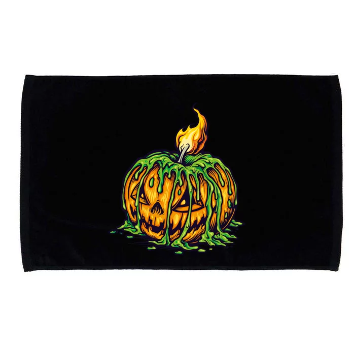 Spooky Halloween Scary Pumpkins Candle Microfiber Hand Towel