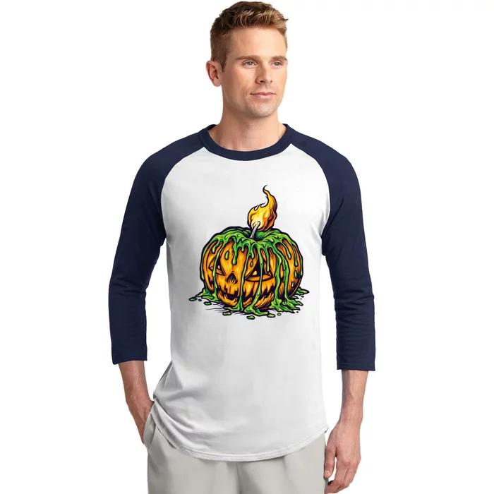 Spooky Halloween Scary Pumpkins Candle Baseball Sleeve Shirt