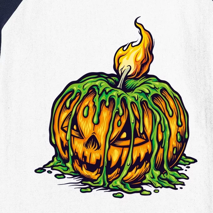 Spooky Halloween Scary Pumpkins Candle Baseball Sleeve Shirt