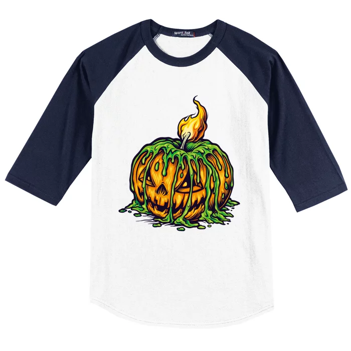 Spooky Halloween Scary Pumpkins Candle Baseball Sleeve Shirt