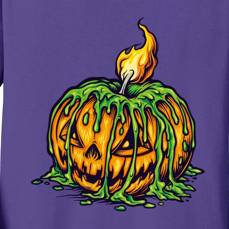 Spooky Halloween Scary Pumpkins Candle Kids Long Sleeve Shirt