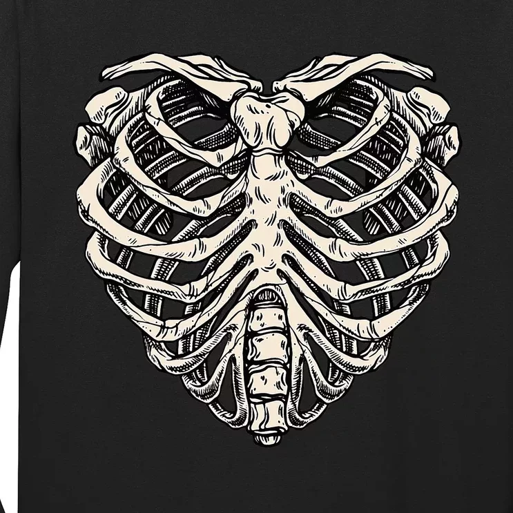 Skeleton Heart Shaped Rib Cage Xray Halloween Long Sleeve Shirt