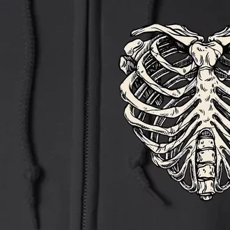 Skeleton Heart Shaped Rib Cage Xray Halloween Full Zip Hoodie