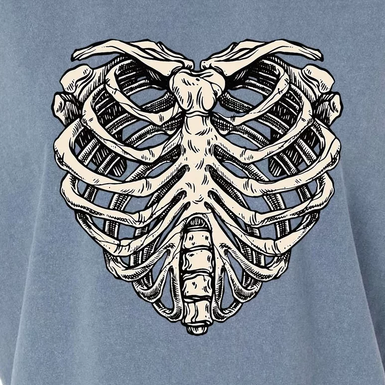 Skeleton Heart Shaped Rib Cage Xray Halloween Garment-Dyed Women's Muscle Tee