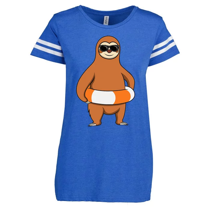 Sloth Holiday Swimming Swim Ring Summer Enza Ladies Jersey Football T-Shirt