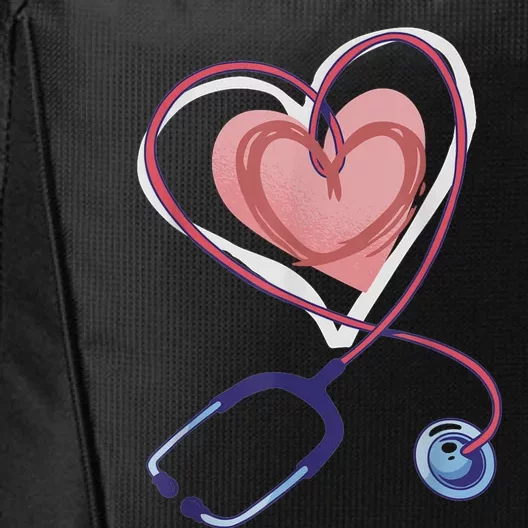 Stethoscope Heart Stethoscope Valentine For Nurses Doctors City Backpack