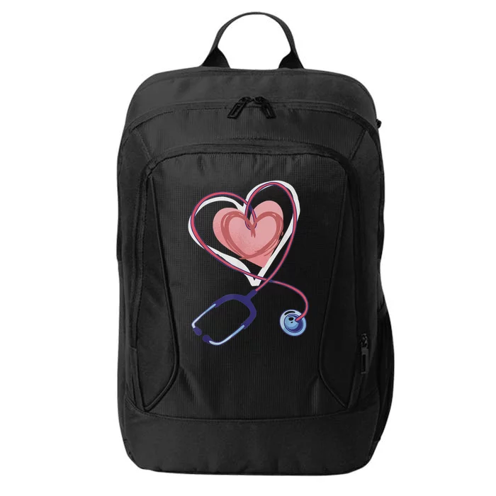 Stethoscope Heart Stethoscope Valentine For Nurses Doctors City Backpack