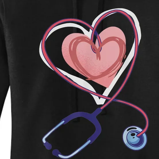 Stethoscope Heart Stethoscope Valentine For Nurses Doctors Women's Pullover Hoodie