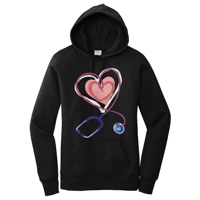 Stethoscope Heart Stethoscope Valentine For Nurses Doctors Women's Pullover Hoodie