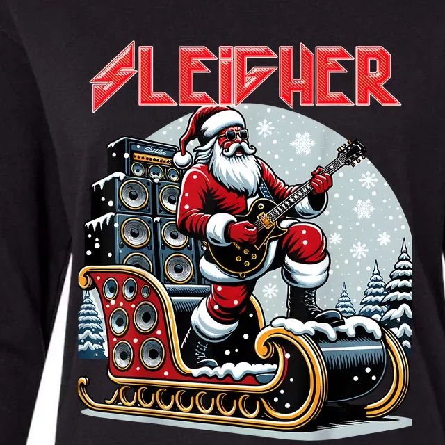 Sleigher Hail Santa Heavy Metal Christmas Rock Xmas Art Womens Cotton Relaxed Long Sleeve T-Shirt