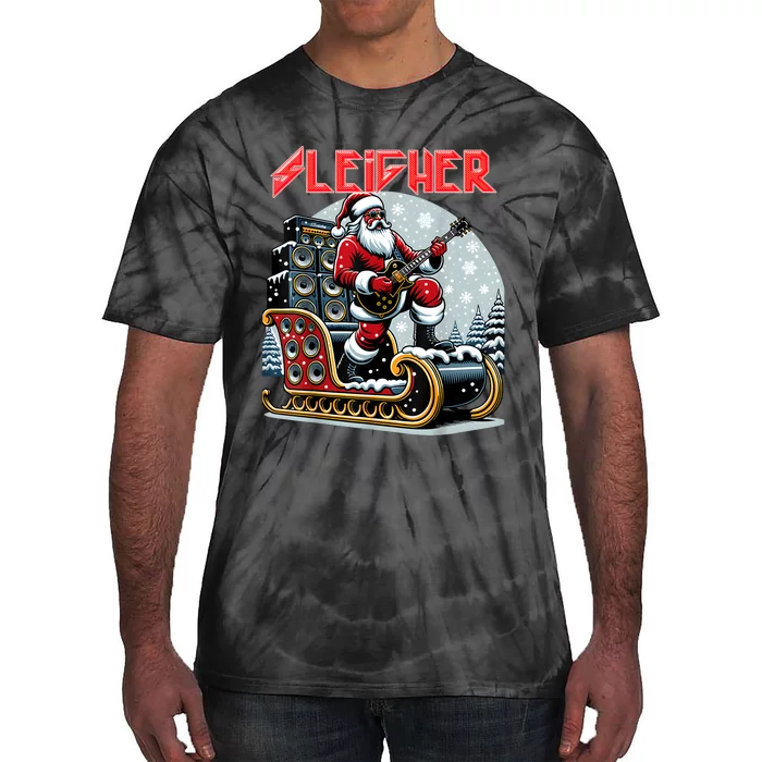 Sleigher Hail Santa Heavy Metal Christmas Rock Xmas Art Tie-Dye T-Shirt