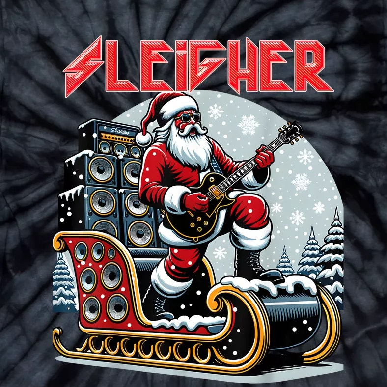 Sleigher Hail Santa Heavy Metal Christmas Rock Xmas Art Tie-Dye T-Shirt