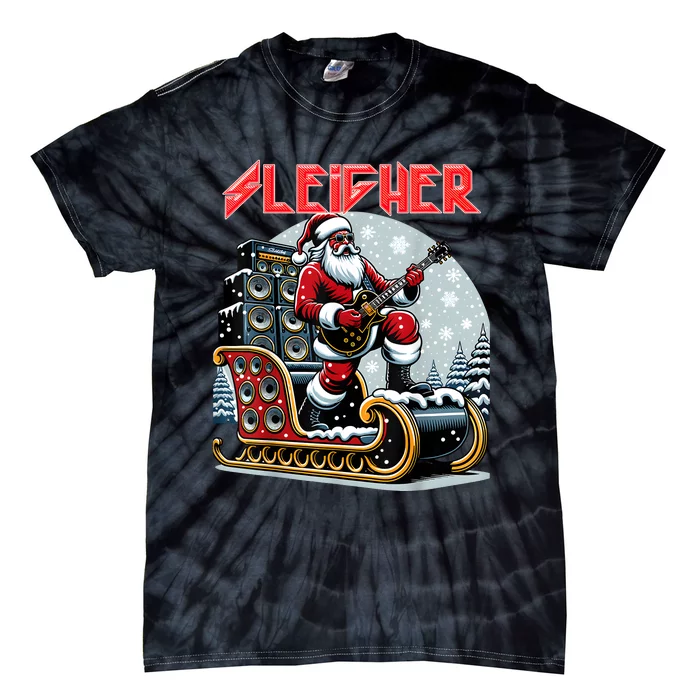 Sleigher Hail Santa Heavy Metal Christmas Rock Xmas Art Tie-Dye T-Shirt