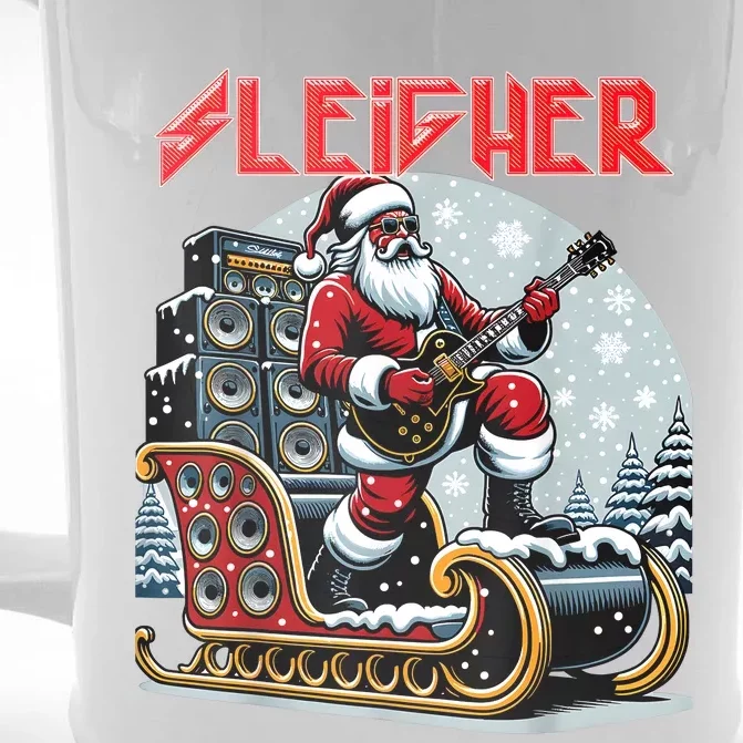 Sleigher Hail Santa Heavy Metal Christmas Rock Xmas Art Front & Back Beer Stein