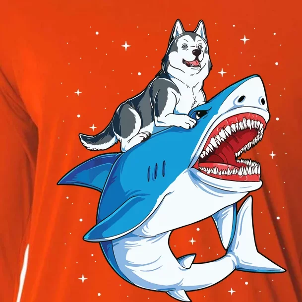 Siberian Husky Shark Jawsome Dog Lover Gifts Space Galaxy Cooling Performance Long Sleeve Crew