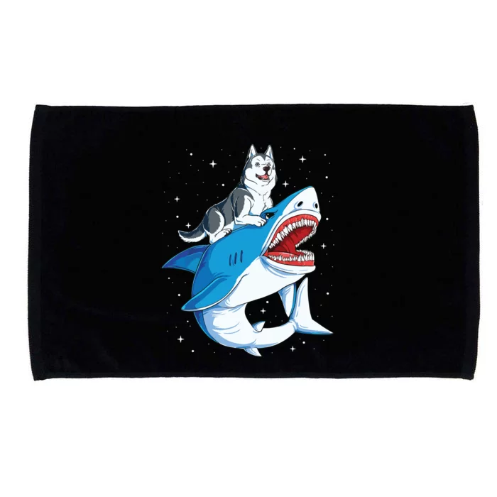 Siberian Husky Shark Jawsome Dog Lover Gifts Space Galaxy Microfiber Hand Towel