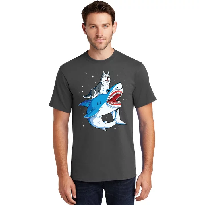 Siberian Husky Shark Jawsome Dog Lover Gifts Space Galaxy Tall T-Shirt