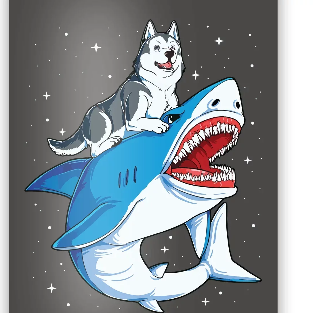 Siberian Husky Shark Jawsome Dog Lover Gifts Space Galaxy Poster