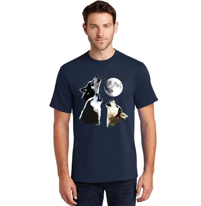 Siberian Husky Siberian Husky Howling At The Moon Tall T-Shirt