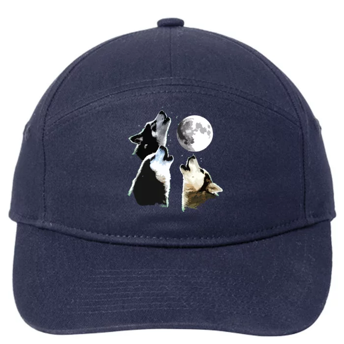 Siberian Husky Siberian Husky Howling At The Moon 7-Panel Snapback Hat