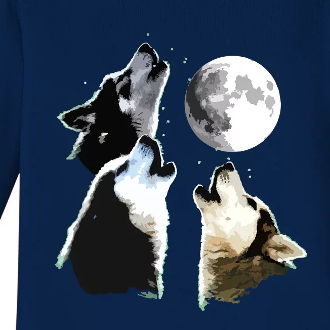 Siberian Husky Siberian Husky Howling At The Moon Baby Long Sleeve Bodysuit